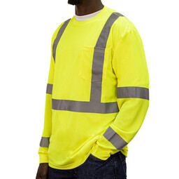 848.39 ANSI II Class 3 Hi-Vis Pocket T-Shirt, Long Sleeve, Waffle Knit - CLOSEOUT 