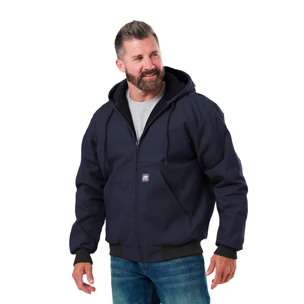 HJ51ND Heritage Duck Hooded Active Work Jacket - Navy - Berne Work