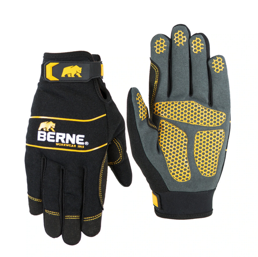 GLV66BK HexGrip Performance Glove Black Berne Work Clothes BERNE GLV66 Hex Grip