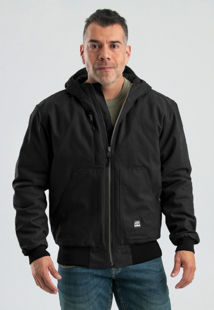 HJ61BK Highland Duck Hooded Active Jacket Black Berne Work Clothes