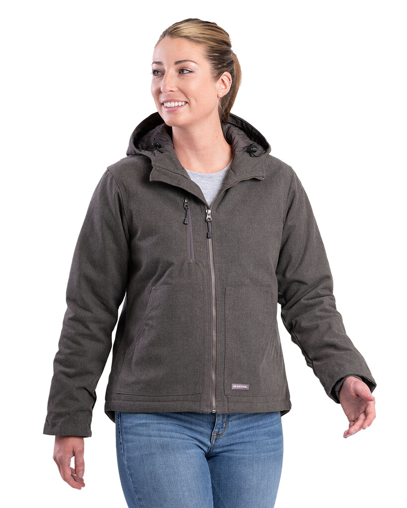 WHJ65TNM Women's Heathered Duck Hooded Jacket - Titanium - Berne