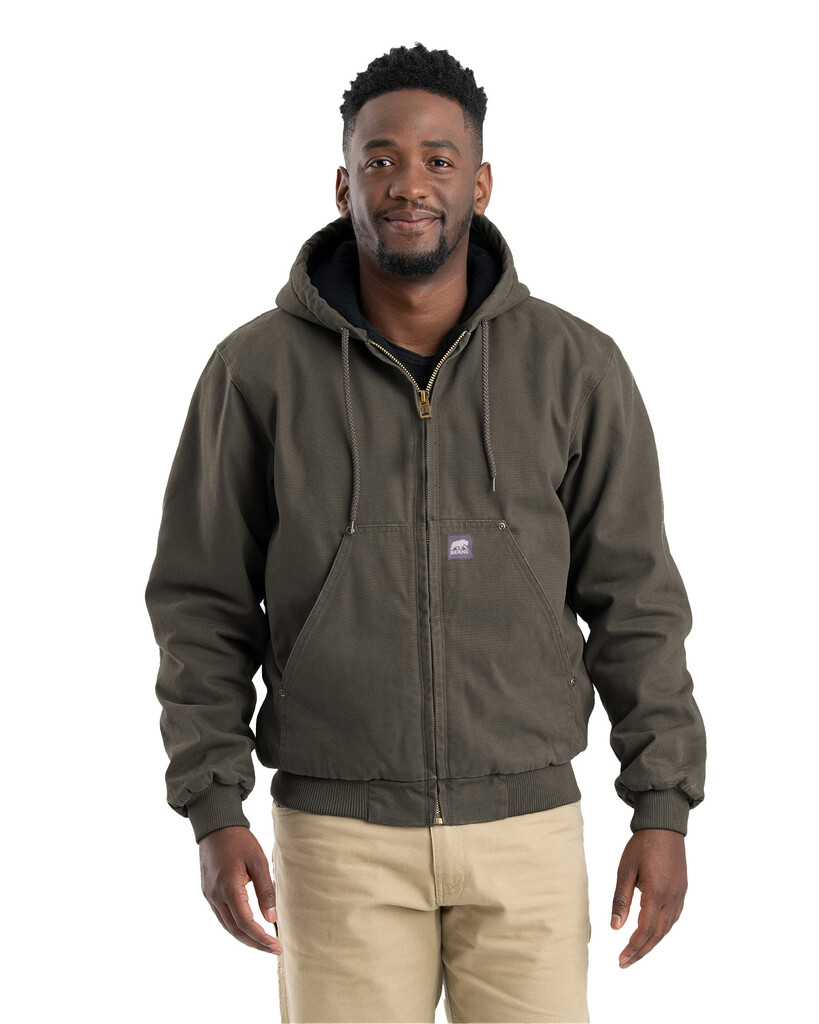 HJ375OD Heartland Washed Duck Hooded Jacket - Olive Duck - Berne