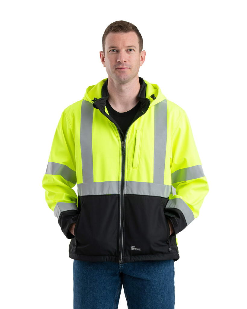 HVJS206YW Hi-Vis Class 3 Hooded Softshell Jacket - Hi-Vis Yellow