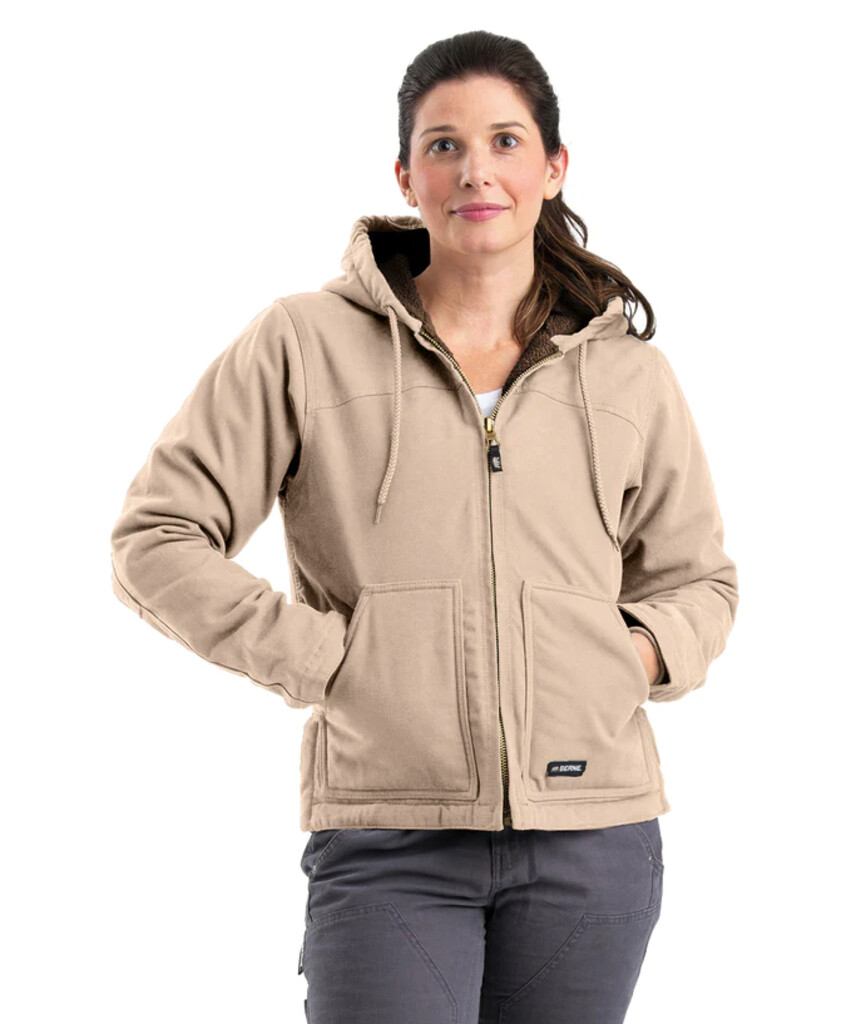 WHJ43SD Women's Sherpa-Lined Softstone Duck Hooded Jacket - Sand