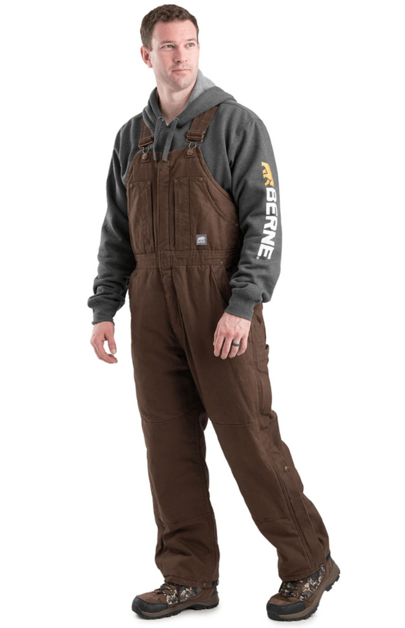 B377BB Heartland Insulated Washed Duck Bib Overall - Bark - Berne  