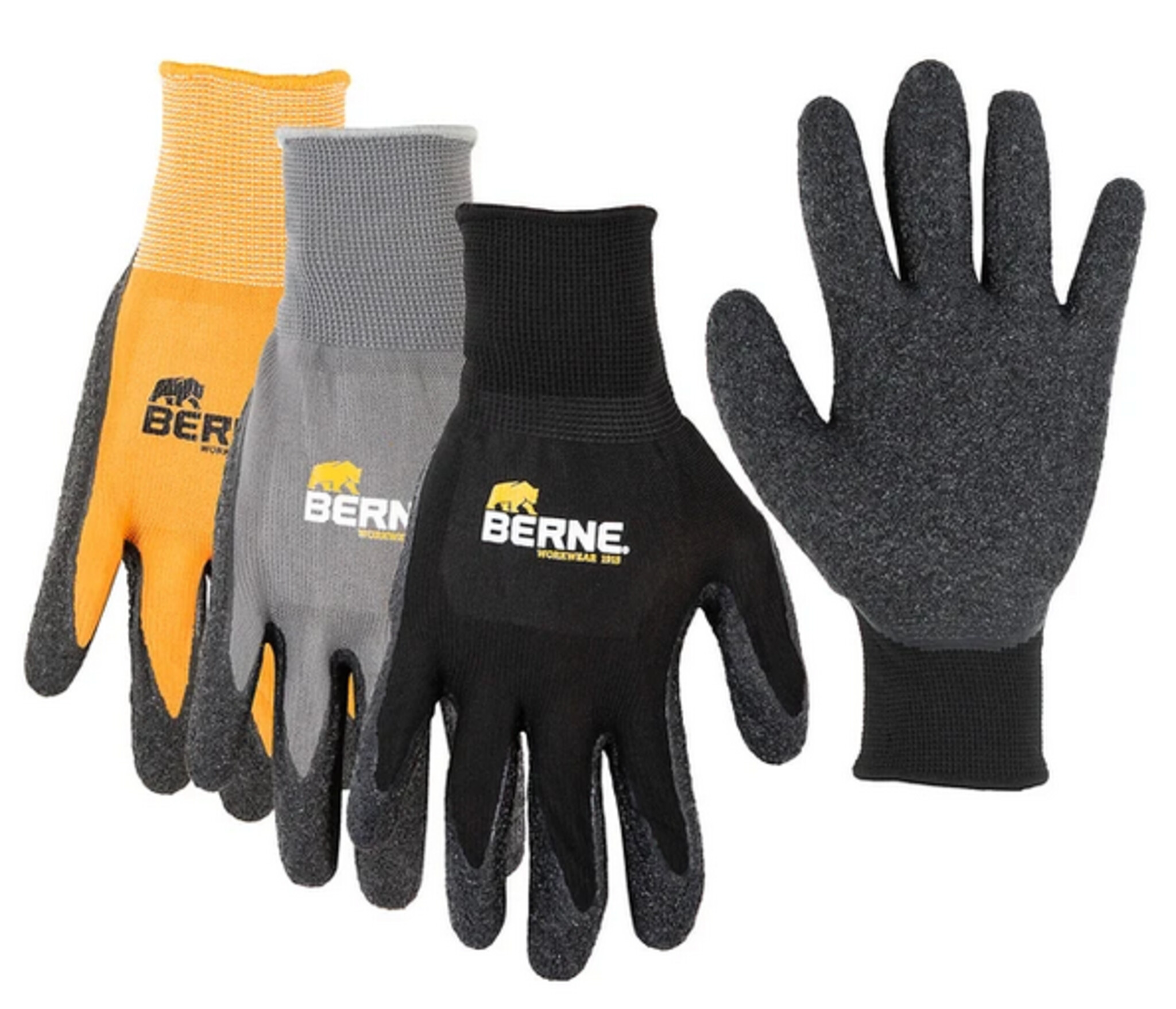 GLV61BK QuickGrip Glove (3Pack) Black Berne Work Clothes BERNE