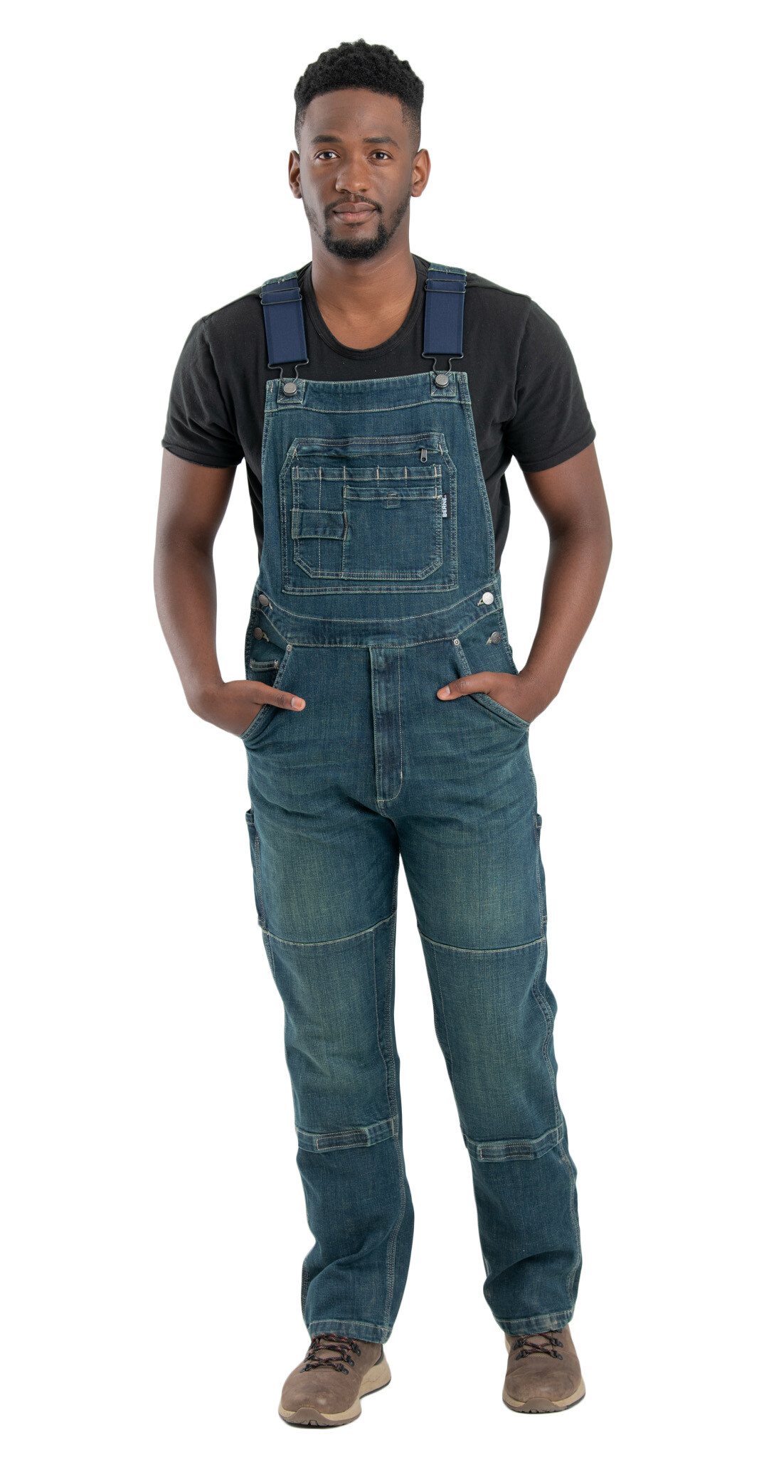 B911GRA Highland Unlined Washed Flex Denim Bib Overall - Granite