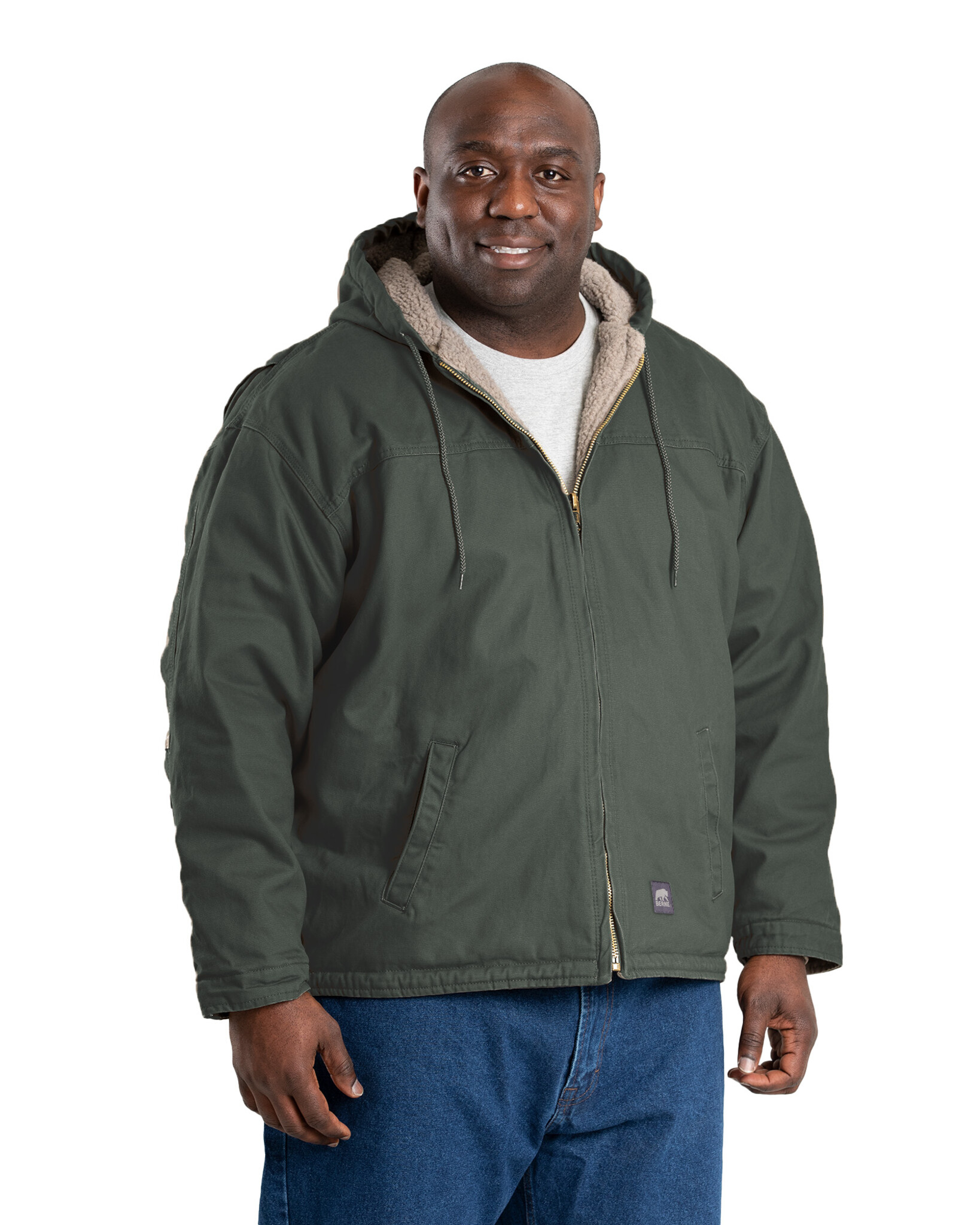 HJ626MGN Heartland Sherpa Lined Hooded Work Coat - Moss Green