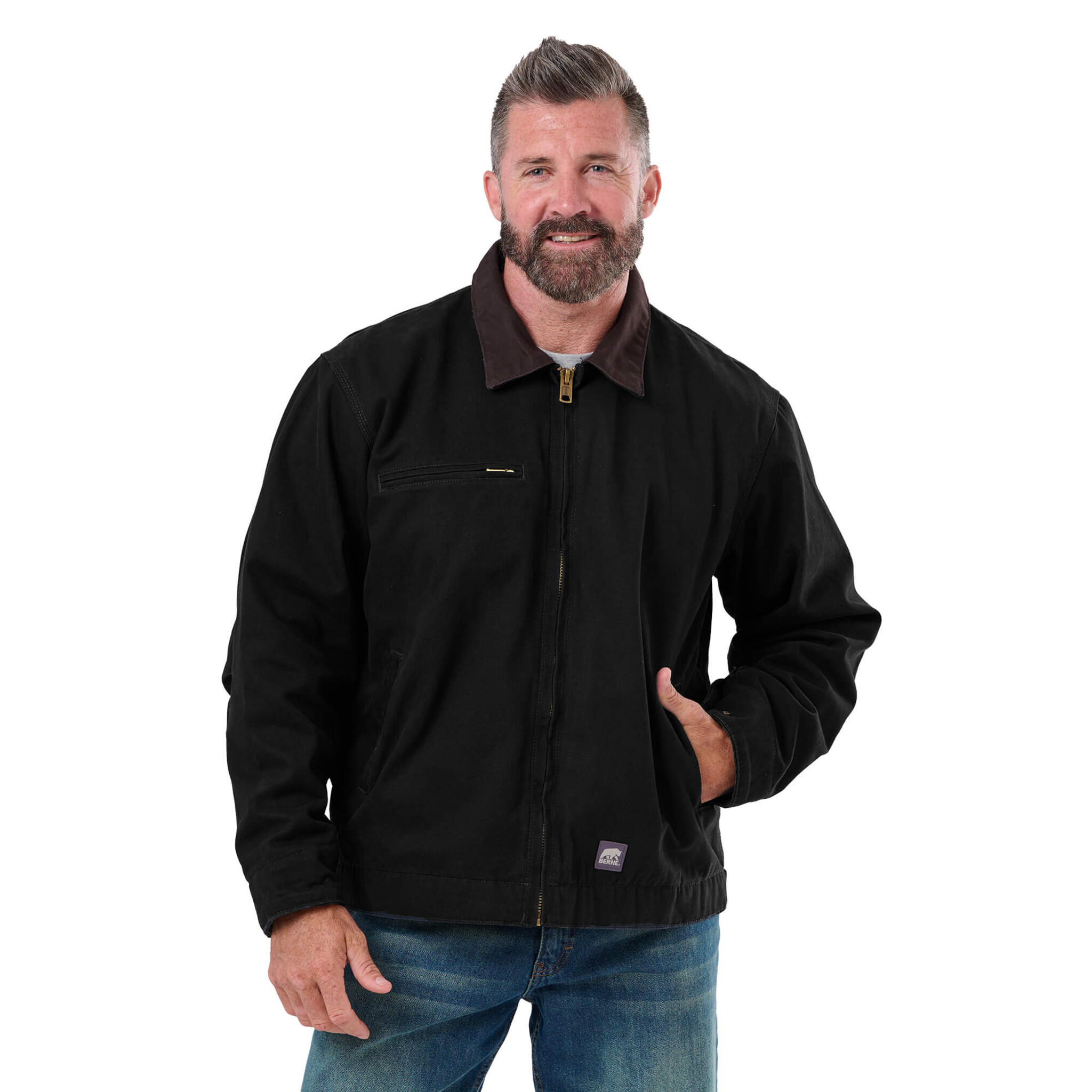 J374BK Highland Washed Gasoline Jacket - Black - Berne Work