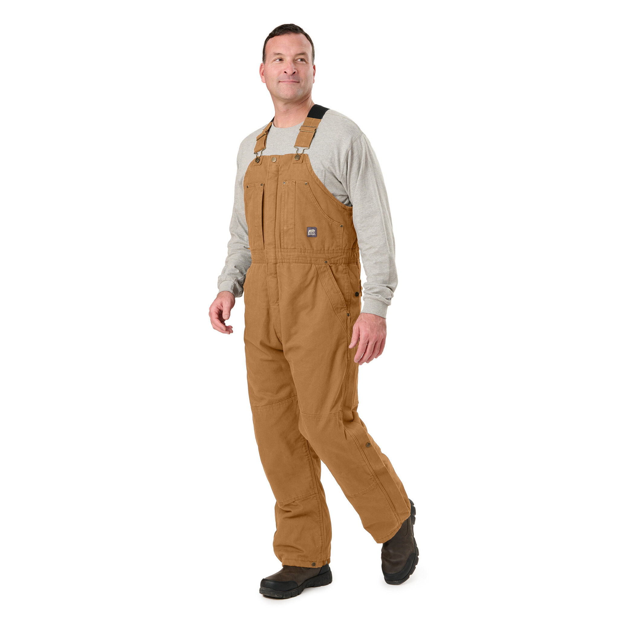 B377BD Heartland Insulated Washed Duck Bib Overall - Brown