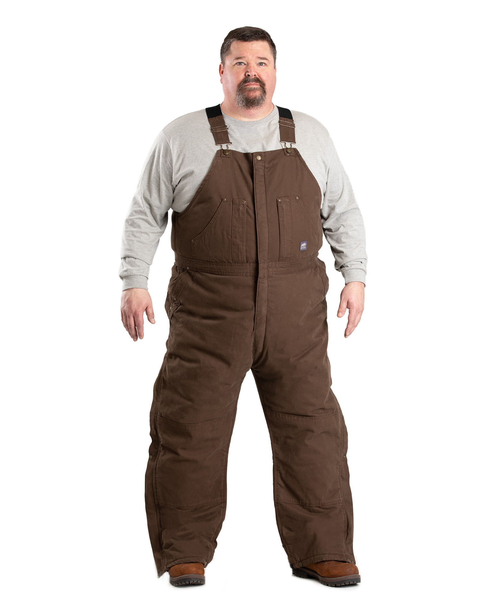 B377BB Heartland Insulated Washed Duck Bib Overall - Bark - Berne