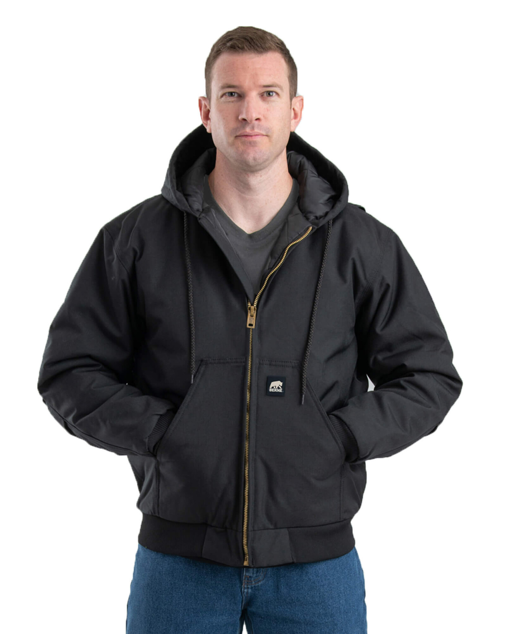 NJ51BK ICECAP Insulated Hooded Jacket - Black - Berne Work Clothes