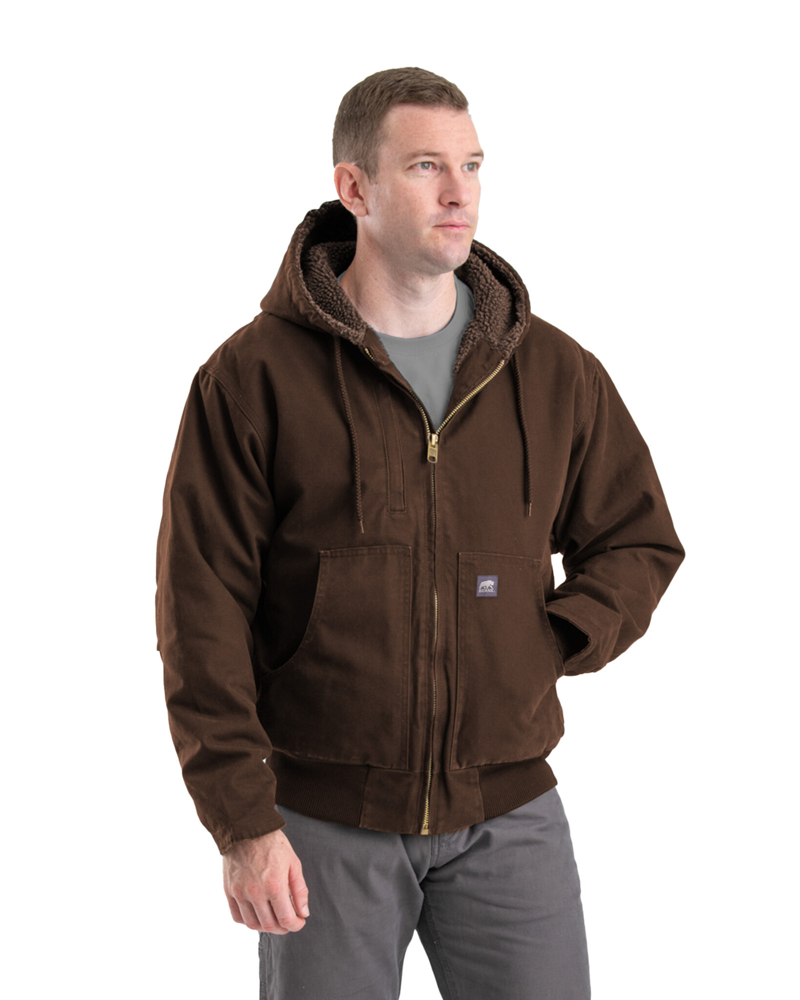 HJ317BB Highland Flex180 Washed Duck Hooded Work Jacket - Bark