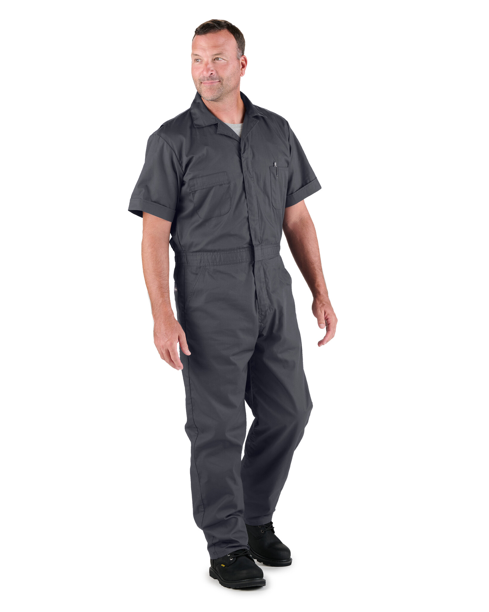 P700CH Heritage Short Sleeve Poplin Coverall - Charcoal