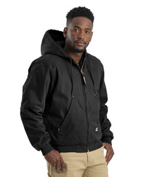 HJ375BK Heartland Washed Duck Hooded Jacket - Black - Berne Work