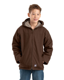 BHJ42BB Youth Sherpa-Lined Softstone Duck Hooded Jacket 
