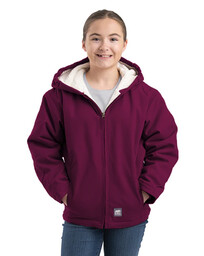 BHJ41PLM Youth Sherpa-Lined Softstone Duck Hooded Jacket 