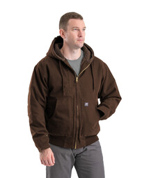 Berne Men's Washed Hooded Work Coat - Water Repellent Titanium Jacket With Flex Elbows