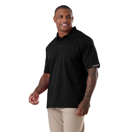 SH37BK Short Sleeve Ribbed Collar Pocket Polo Shirt 