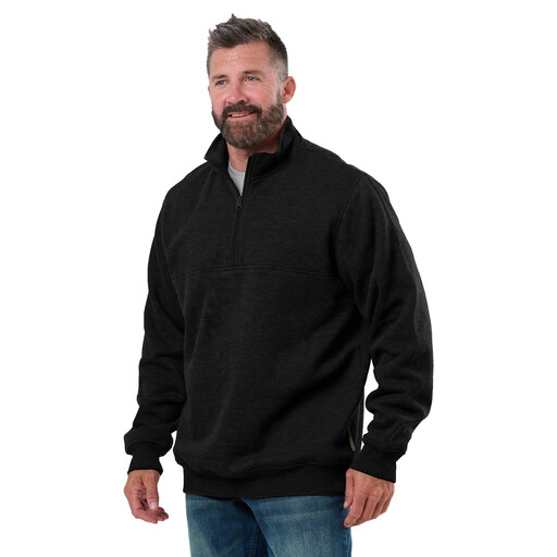 SP109BK Heritage Grid Fleece-Lined Quarter-Zip Sweatshirt 