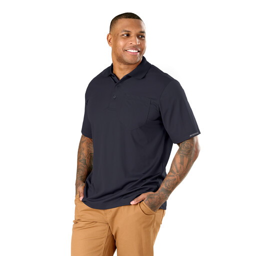 SH37NV Short Sleeve Ribbed Collar Pocket Polo Shirt 