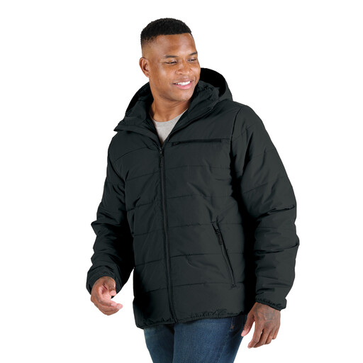HJ26BK Channel Quilt Ripstop Hooded Jacket 