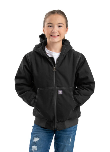 BHJ61BK Girls' Highland Softstone Duck Hooded Jacket 