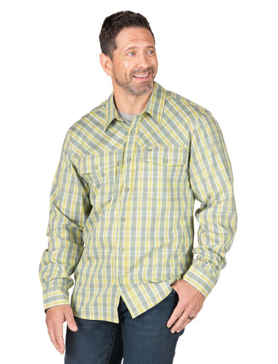 SH33PED Flex 180 UPF Button Down Plaid Long Sleeve Shirt 