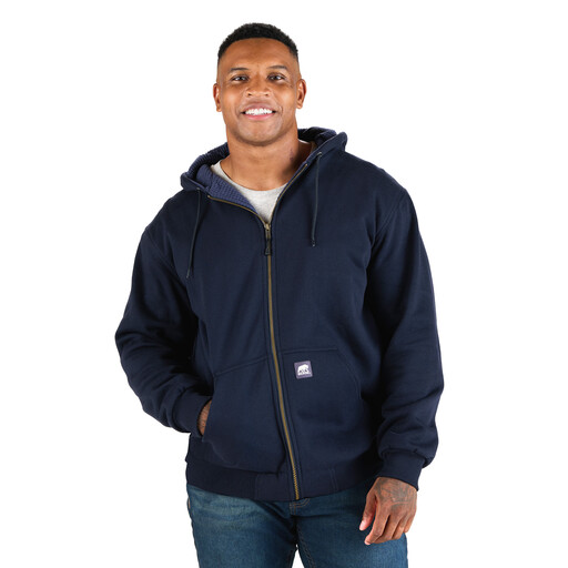 SZ107NV Heritage Grid Fleece-Lined Hooded Sweatshirt, Full Zip 