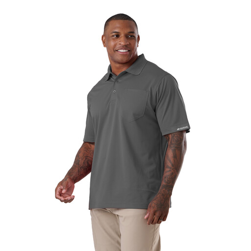 SH37SLA Short Sleeve Ribbed Collar Pocket Polo Shirt 