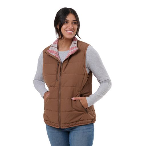 WV26DW New!! Women's Channel Quilt Ripstop Flannel-Lined Vest 