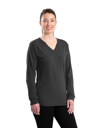 BSW42BK Women's Performance V-Neck Long Sleeve Tee 