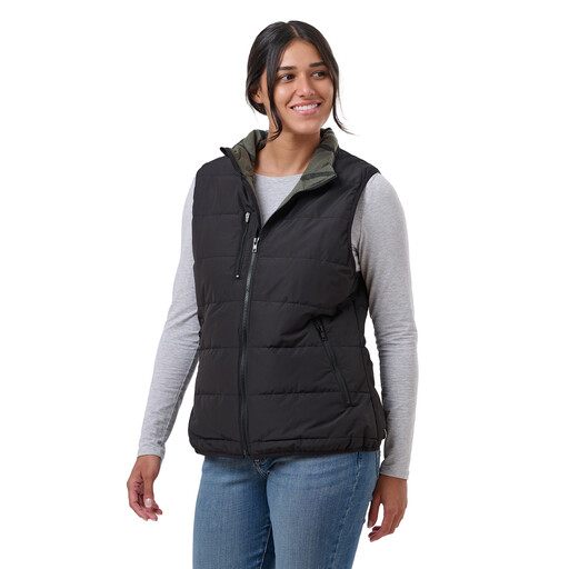 WV26BK New!! Women's Channel Quilt Ripstop Flannel-Lined Vest 