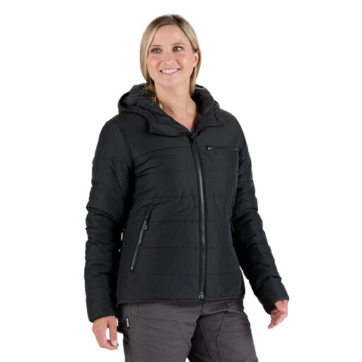 WHJ26BK Women's Channel Quilt Ripstop Hooded Jacket 