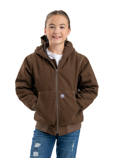 BHJ61BB Youth Highland Softstone Duck Hooded Jacket 