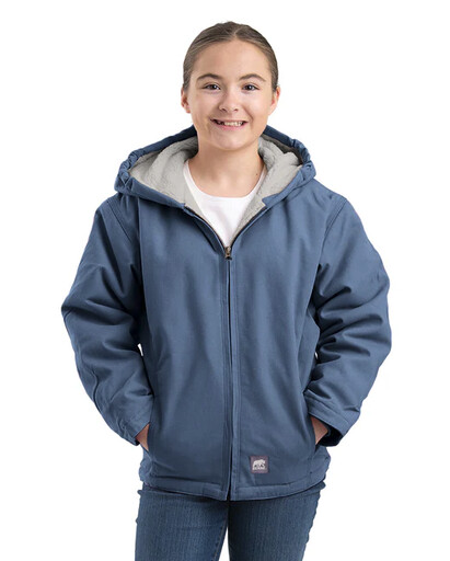 BHJ41SLB Girls' Sherpa-Lined Softstone Duck Hooded Jacket 