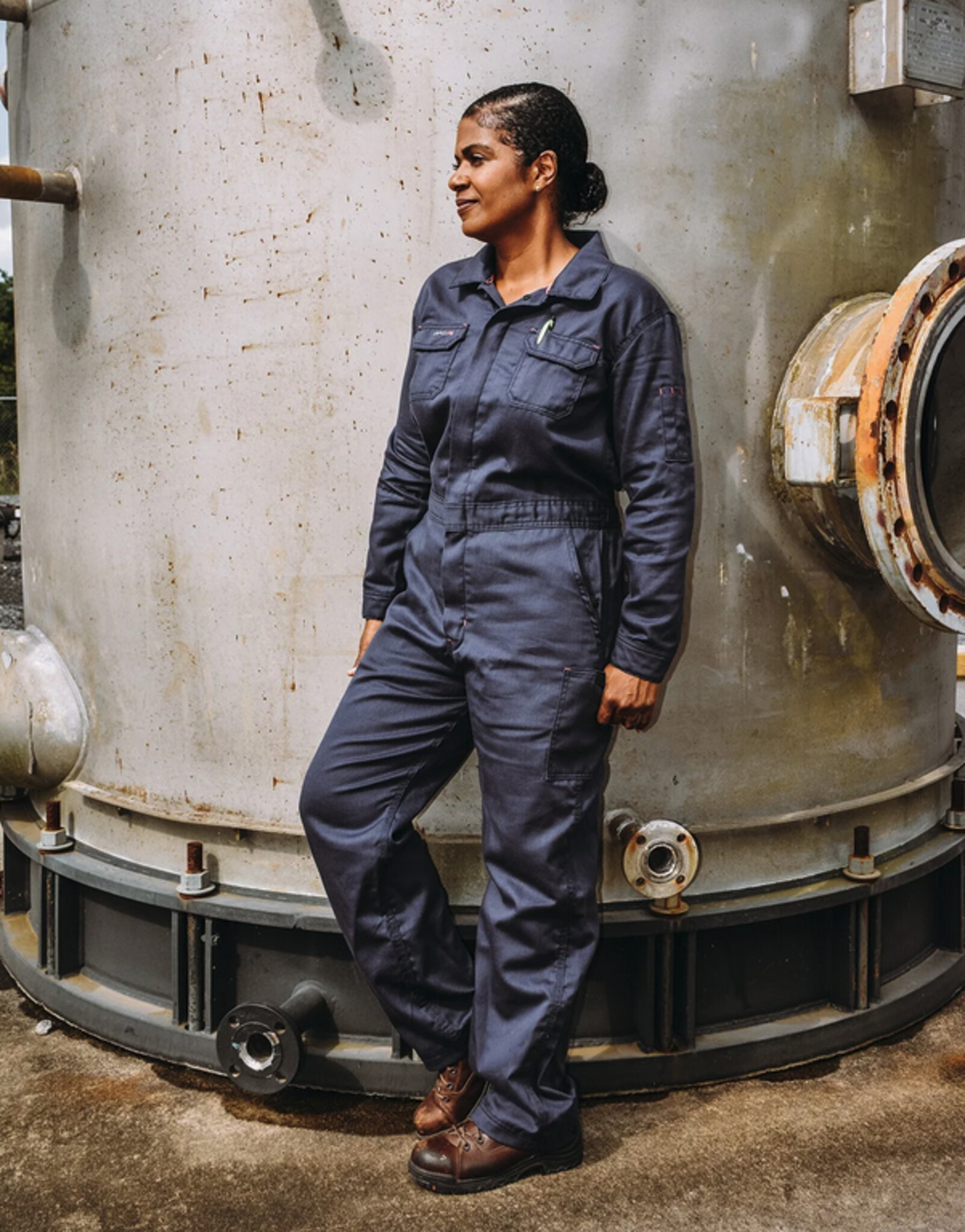 L-GOCD6NY Ladies 6oz. FR Modern Coveralls - Navy - LAPCO FR Work