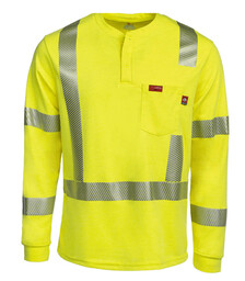FRT-HJEHV3 Hi-Viz Henley Shirt, 7 oz. Inherent Blend, Class 3 
