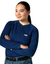 L-SRHFR6RO Women's FR Raglan Henley - 6oz. Inherent Knit 