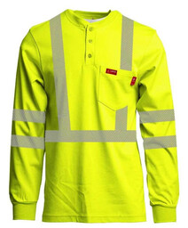 FRT-HJEHV3 Hi-Viz Henley Shirt, 7 oz. Inherent Blend, Class 3 