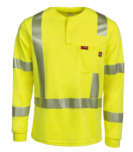 FRT-HJEHV3 Hi-Viz Henley Shirt, 7 oz. Inherent Blend, Class 3 