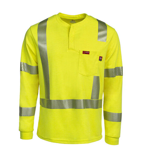 FRT-HJEHV3 Hi-Viz Henley Shirt, 7 oz. Inherent Blend, Class 3 