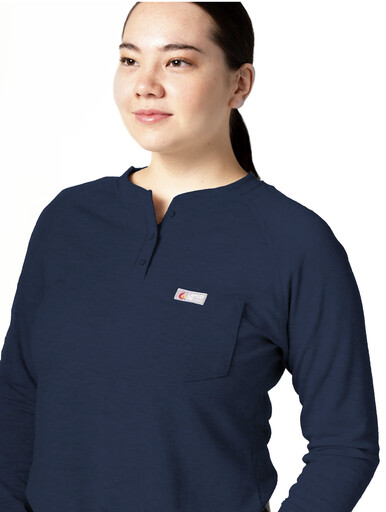 L-SRHFR6NY Women's Raglan Henley - 6oz. Inherent Knit 