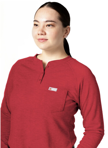 L-SRHFR6RE Women's Raglan Henley - 6oz. Inherent Knit 